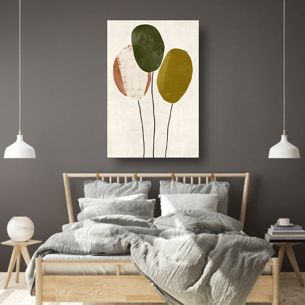Minimalistisch Abstract Kunstwerk met Drie Ballonnen canvas