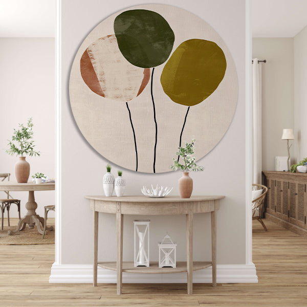Minimalistisch Abstract Kunstwerk met Drie Ballonnen aluminium muurcirkel
