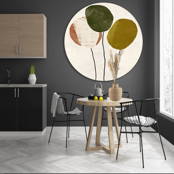 Minimalistisch Abstract Kunstwerk met Drie Ballonnen forex muurcirkel
