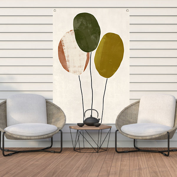 Minimalistisch Abstract Kunstwerk met Drie Ballonnen tuinposter