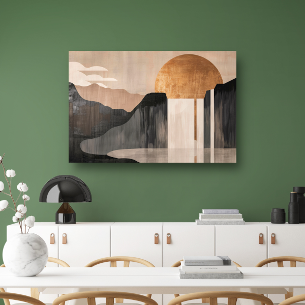 Minimalistisch Landschap met Gouden Zon canvas