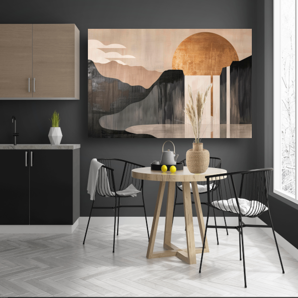 Minimalistisch Landschap met Gouden Zon canvas