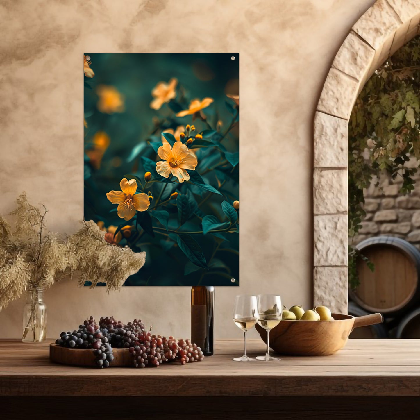 Gele bloemen in bloei tuinposter