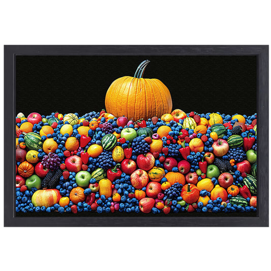 Kleurrijk stilleven met pompoen canvas met baklijst