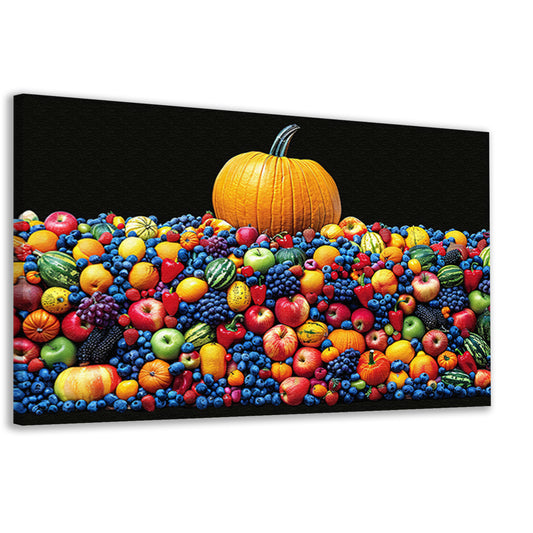 Kleurrijk stilleven met pompoen canvas