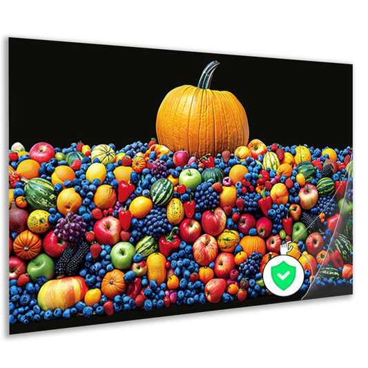 Kleurrijk stilleven met pompoen poster