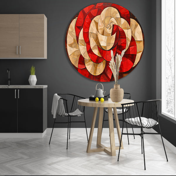 Moderne abstracte bloem in kleurrijk ontwerp aluminium muurcirkel