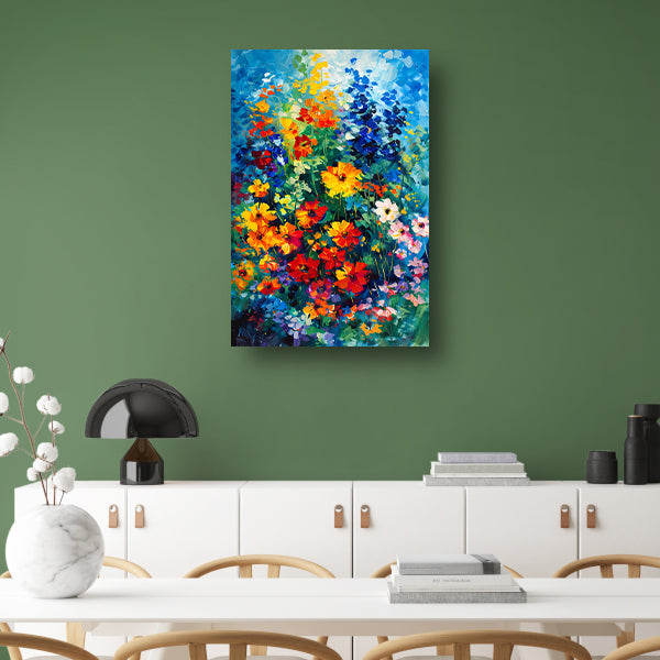 Kleurrijk abstract bloemenveld schilderij poster
