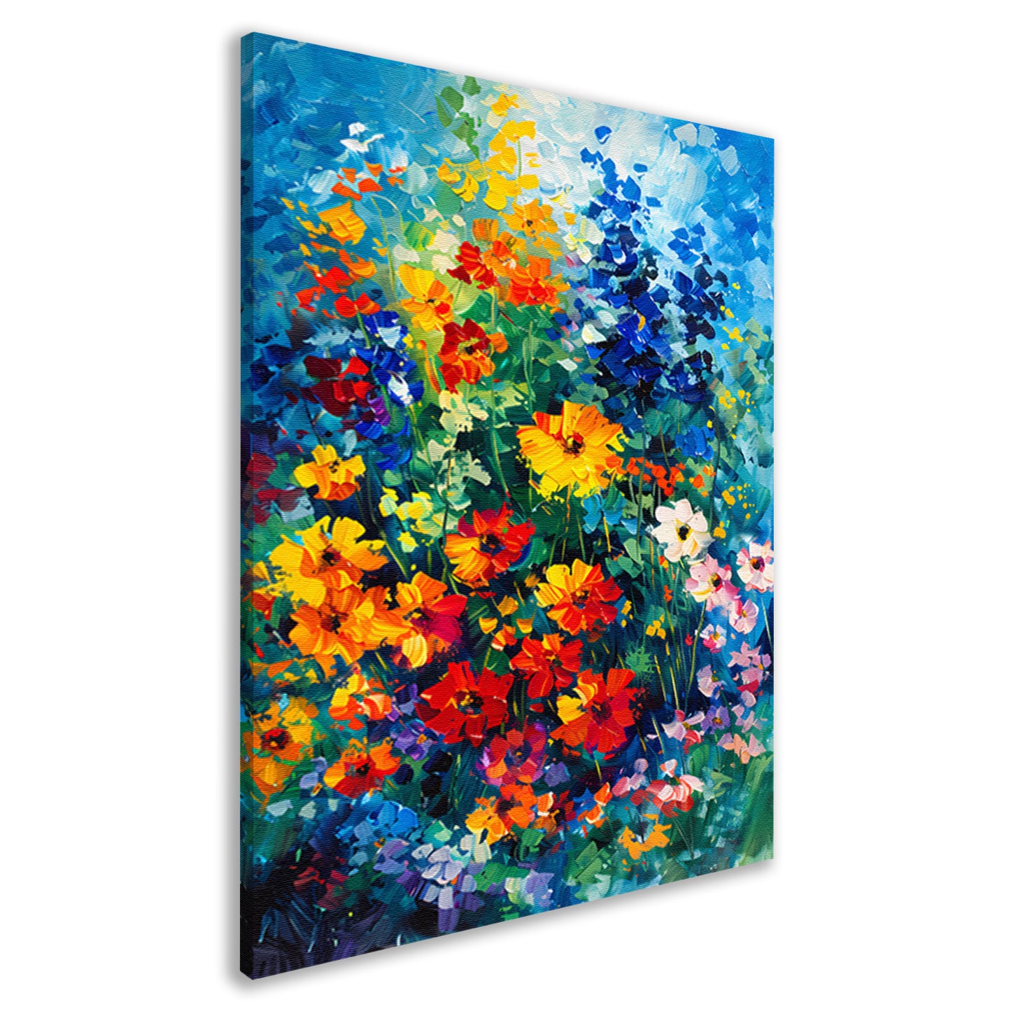 Kleurrijk abstract bloemenveld schilderij canvas