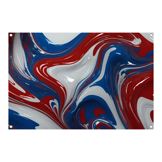 Dynamische Rood-Wit-Blauwe Abstracte Vormen tuinposter
