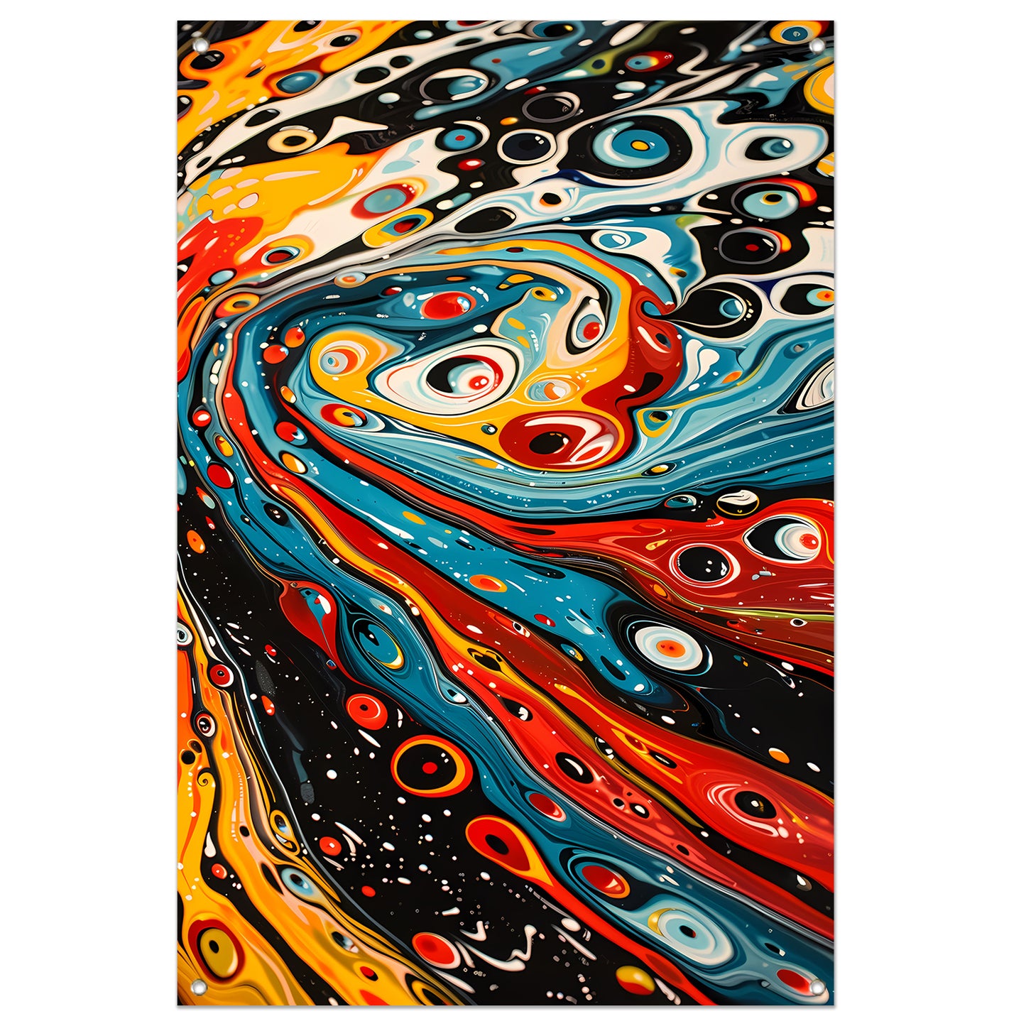 Kleurrijke abstracte patronen in beweging tuinposter