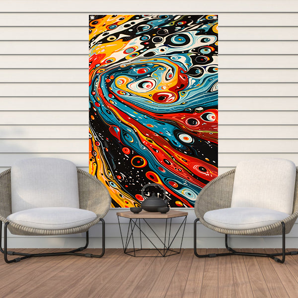 Kleurrijke abstracte patronen in beweging tuinposter