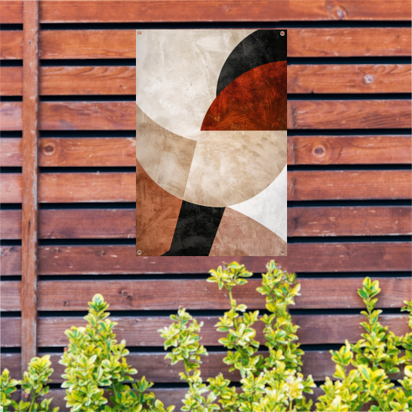 Geometrische Abstractie in Rood en Aardetinten tuinposter