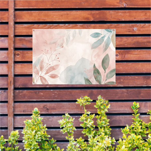 Abstract Aquarel Ontwerp met Bladeren en Bloemen tuinposter