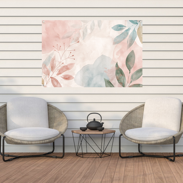 Abstract Aquarel Ontwerp met Bladeren en Bloemen tuinposter