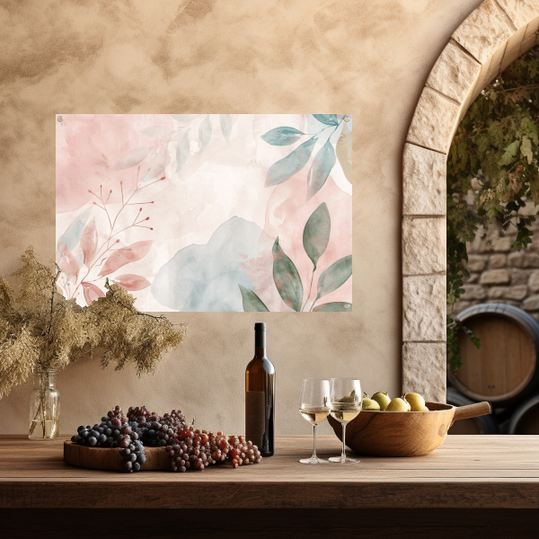 Abstract Aquarel Ontwerp met Bladeren en Bloemen tuinposter