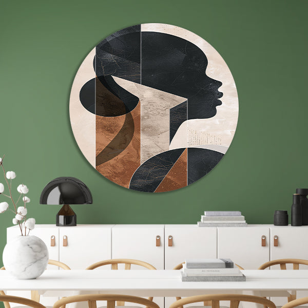 Abstracte Geometrie en Silhouet in Monochroom forex muurcirkel