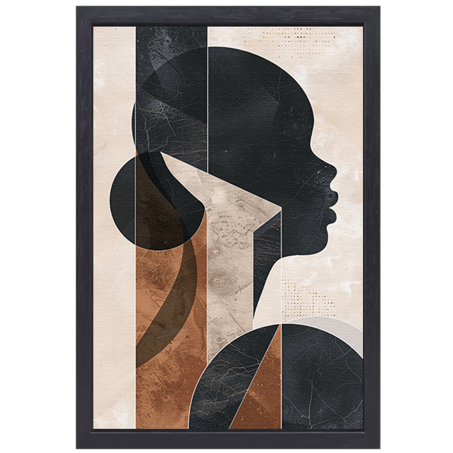 Abstracte Geometrie en Silhouet in Monochroom canvas met baklijst