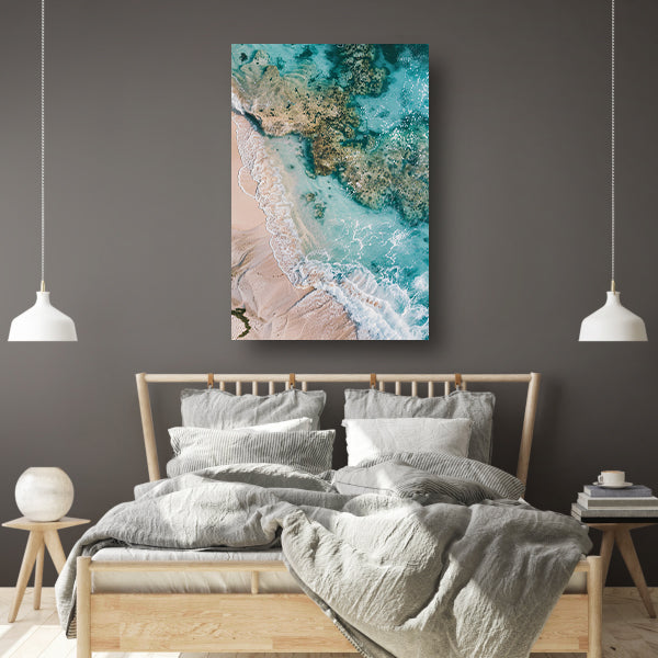 Luchtfoto van turquoise zee en strand acrylglas
