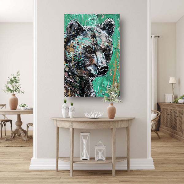 Abstract schilderij van een kleurrijke beer poster
