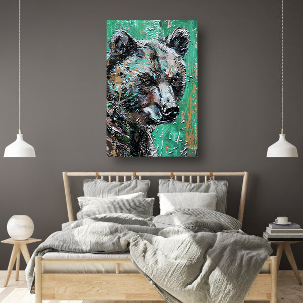 Abstract schilderij van een kleurrijke beer poster