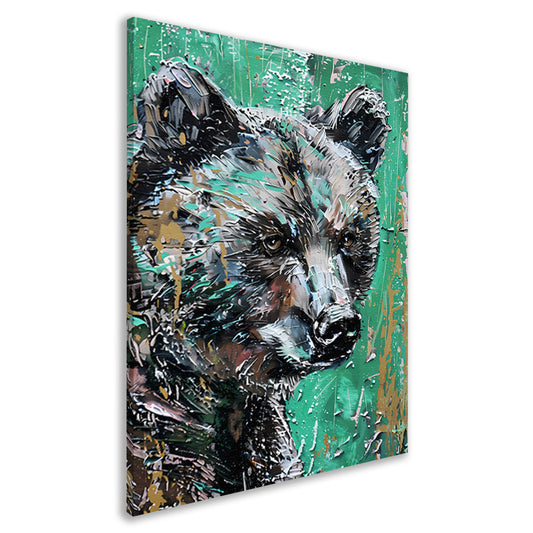 Abstract schilderij van een kleurrijke beer canvas