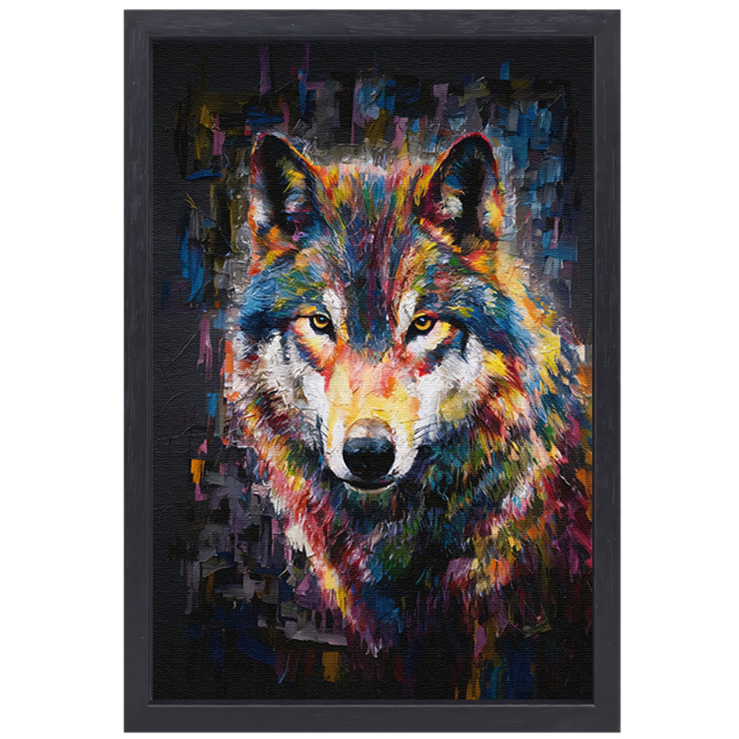 Dynamische Kleurrijke Abstracte Wolf canvas met baklijst
