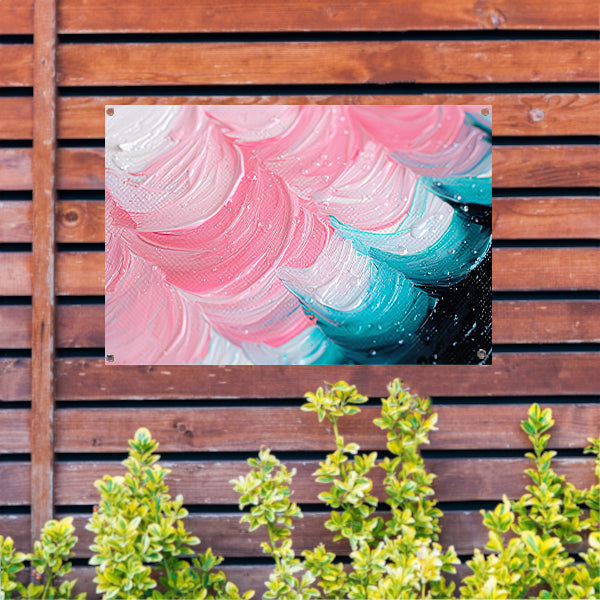 Kleurrijk abstract waterval schilderij tuinposter