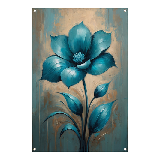 Turquoise Bloem op Beige Achtergrond tuinposter