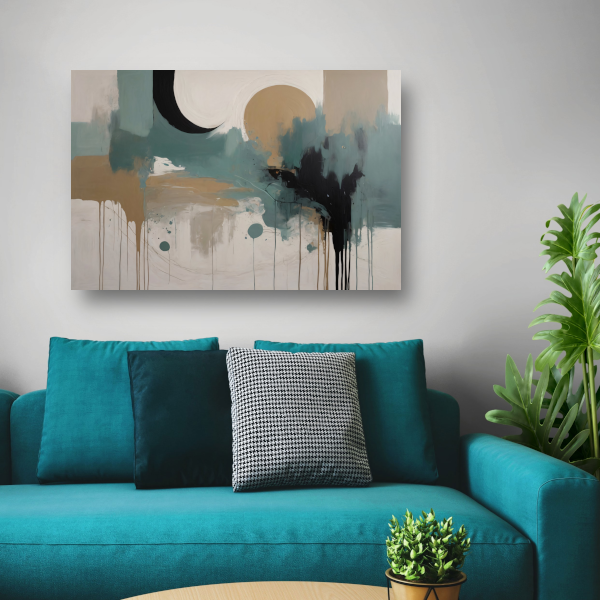 Dynamiek van Kleur en Organische Textuur canvas met baklijst