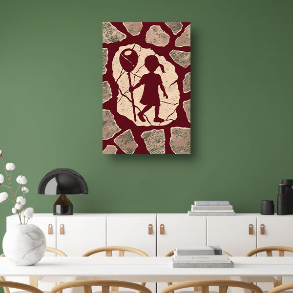 Meisje met ballon en gescheurde achtergrond canvas