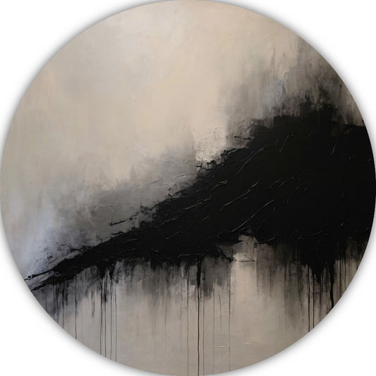 Spel van licht en schaduw in zwart-wit aluminium muurcirkel