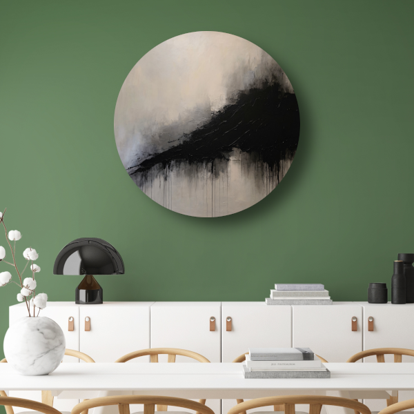 Spel van licht en schaduw in zwart-wit aluminium muurcirkel