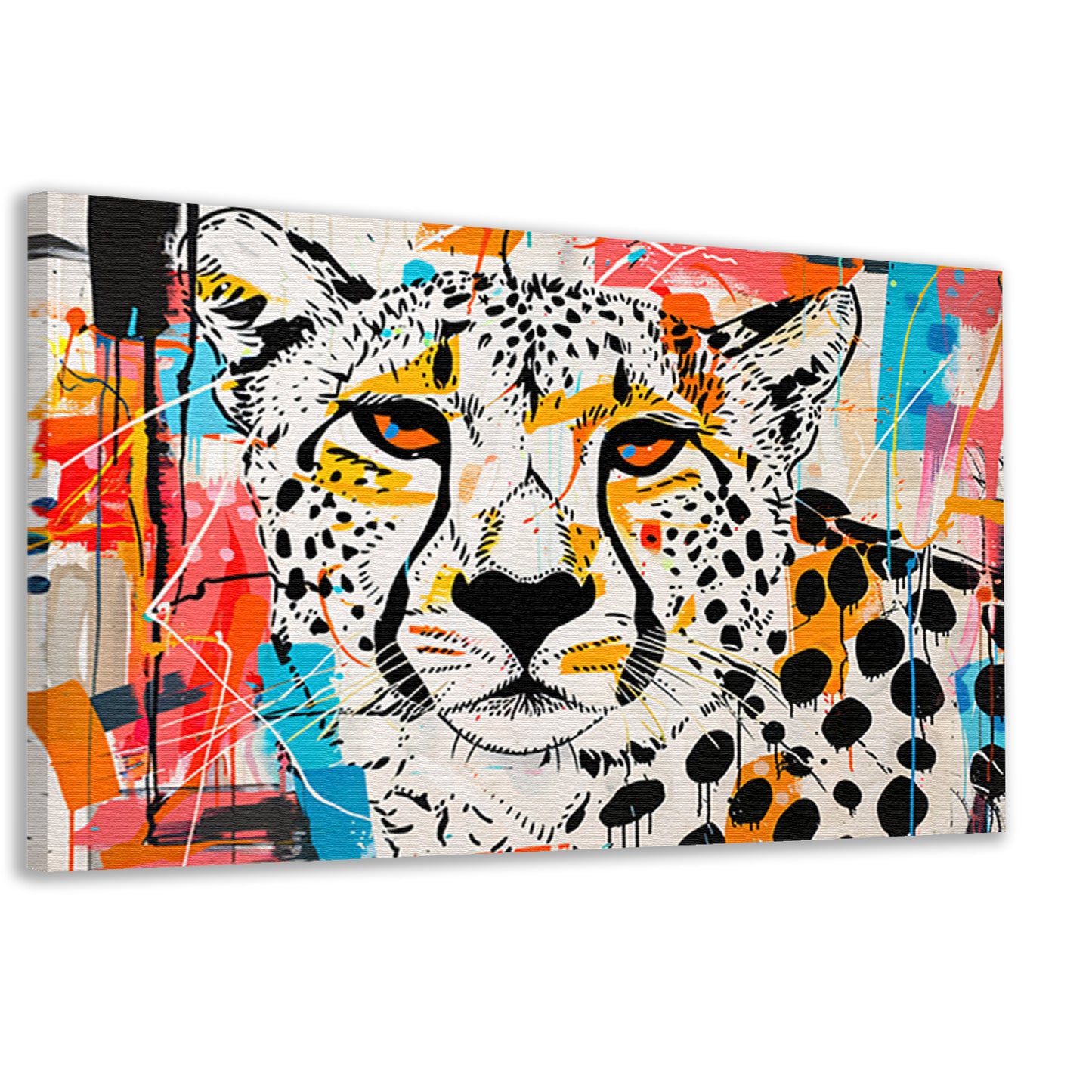 Cheetah schilderij in dynamische abstracte stijl canvas