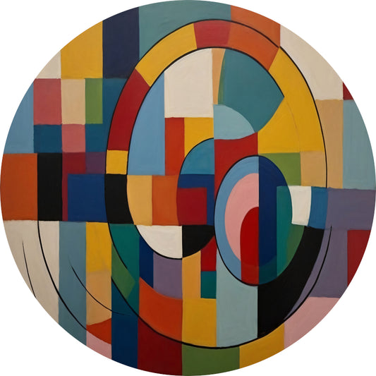 Abstracte Geometrische Kleurrijke Harmonie aluminium muurcirkel