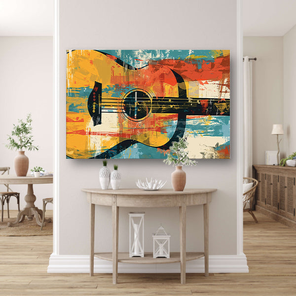 Abstracte gitaar in levendige kleuren acrylglas