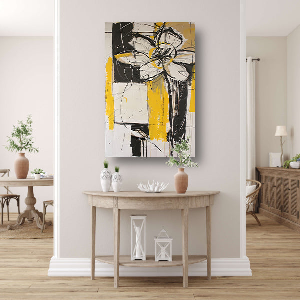 Abstracte Tulpenkunst in Geel en Zwart canvas