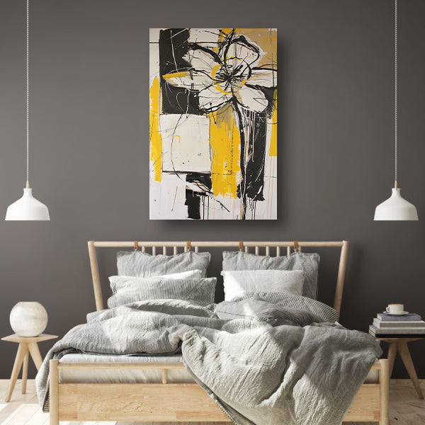 Abstracte Tulpenkunst in Geel en Zwart canvas