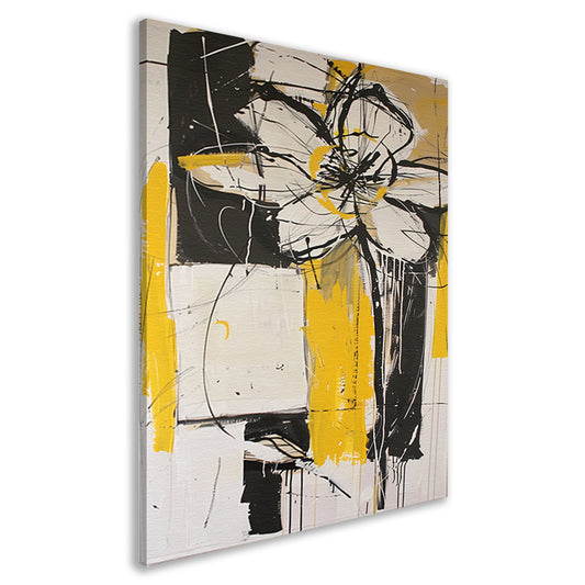 Abstracte Tulpenkunst in Geel en Zwart canvas