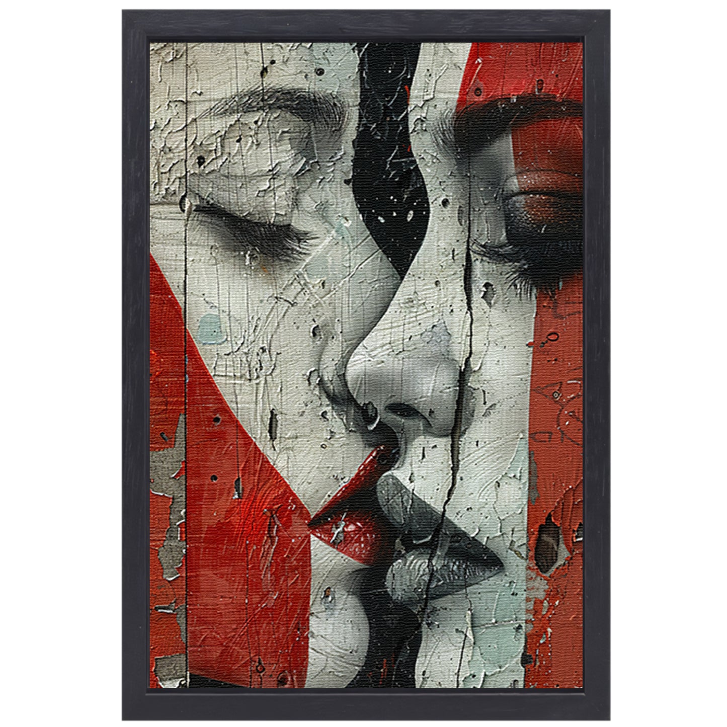 Abstract gezicht met emotionele tranen canvas met baklijst