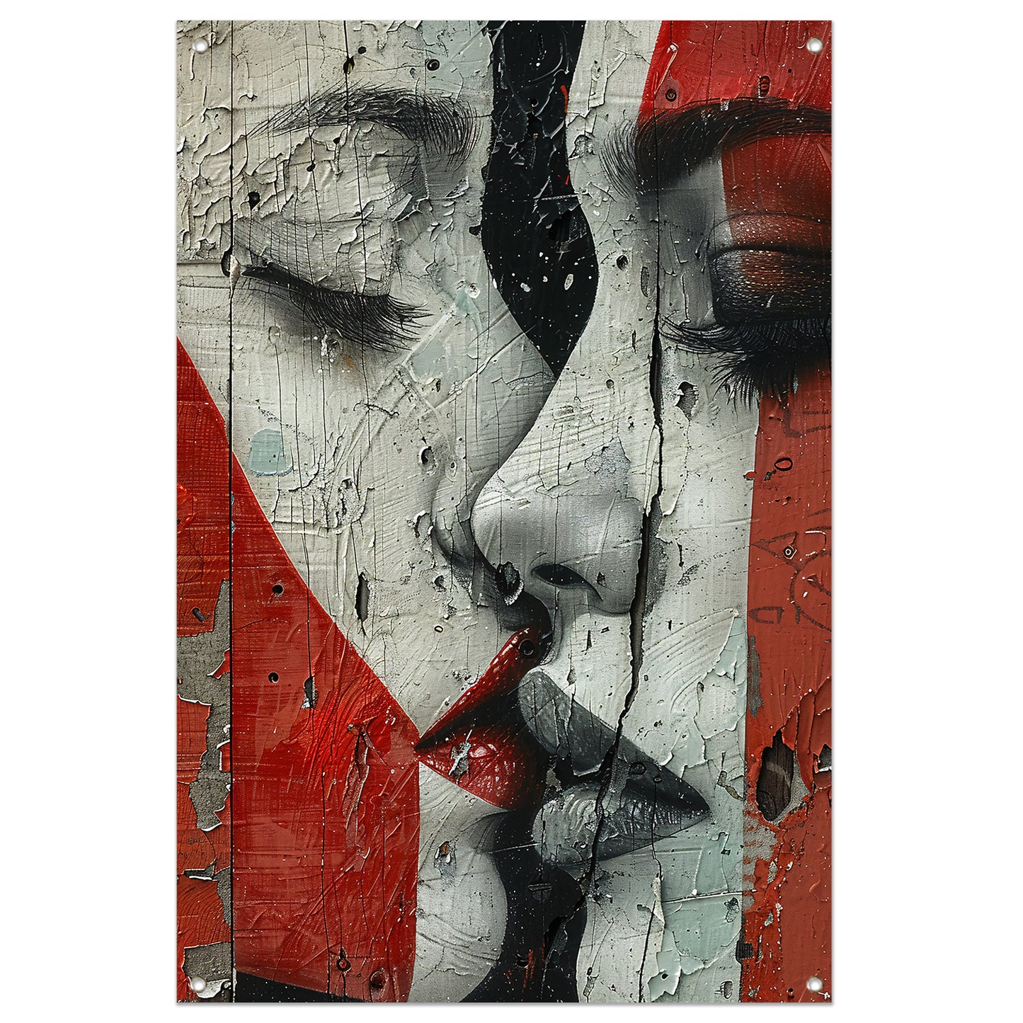 Abstract gezicht met emotionele tranen tuinposter