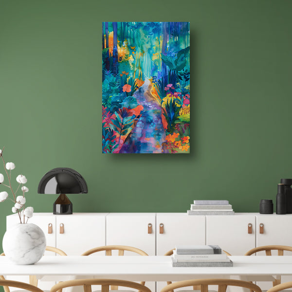Kleurrijke aquarel van een zomerlandschap acrylglas