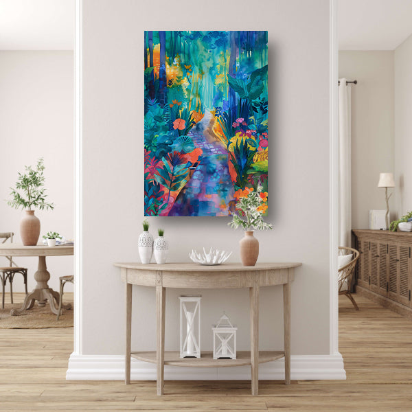 Kleurrijke aquarel van een zomerlandschap acrylglas
