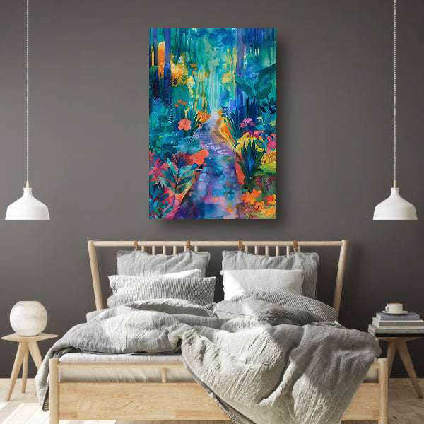 Kleurrijke aquarel van een zomerlandschap acrylglas