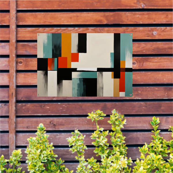 Abstracte moderne schilderij in Japandi stijl tuinposter