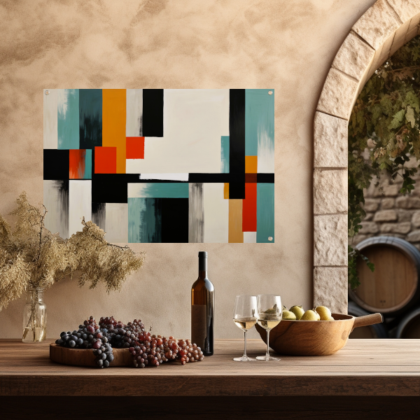 Abstracte moderne schilderij in Japandi stijl tuinposter
