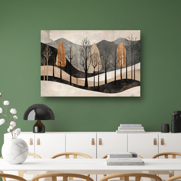 Geometrische interpretatie van natuur en stilte canvas