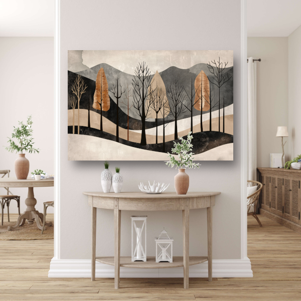 Geometrische interpretatie van natuur en stilte canvas