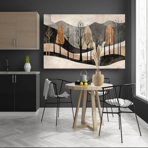 Geometrische interpretatie van natuur en stilte canvas
