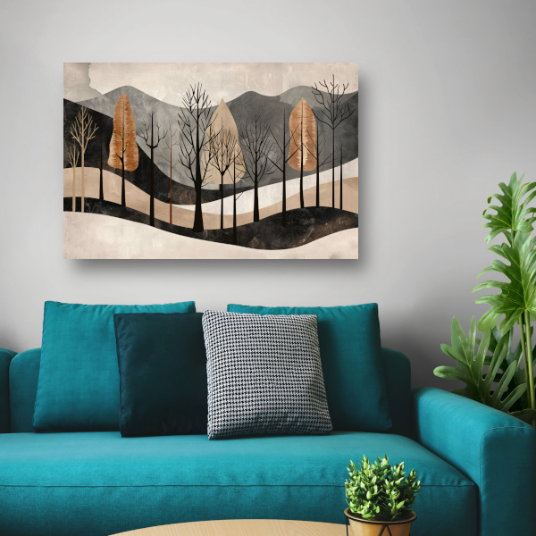 Geometrische interpretatie van natuur en stilte canvas